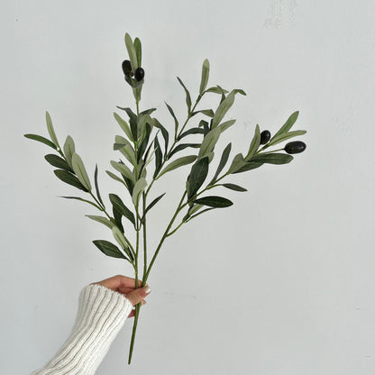 Realistic 4-Pronged Olive Branch - Lifelike Olive Leaf Greenery for Home Decor, Wedding Venue Flowers & Floral Arrangements