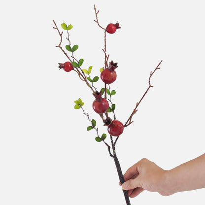 Vibrant Faux Pomegranate Berry Bundle - 5 Realistic Red Fruits for Stunning Floral Arrangements - Perfect for Living Room Home Decor