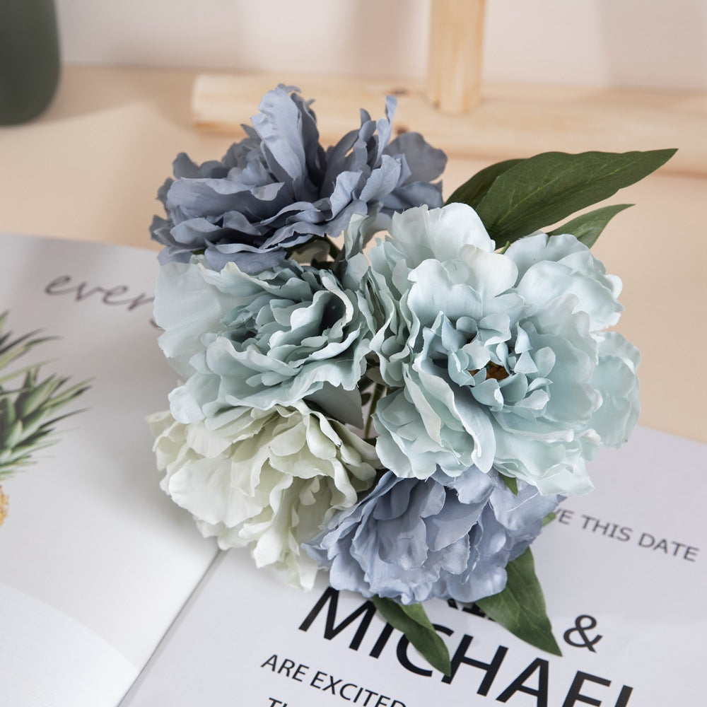 Quality Peony Light Blue Artificial Flowers - Stunning Wedding Decor, Realistic Faux Floral Arrangements (Model GF13823)