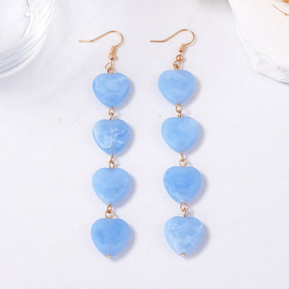 Elevate Your Style with Chic Blue Heart-Designed Long Earrings - Exquisite Unique Touch for Elegant Women