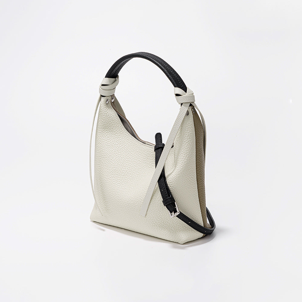 Chic Korean Inspired Color Block Lunch Bag Versatile Crossbody Tote for Commuting Leather Handbag for Women