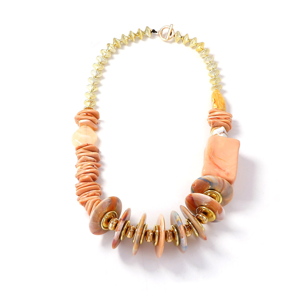 Exaggerated High-End Unique Design Geometric Square & Round Resin Plastic Intertwined Handmade Necklace for Women – Perfect for Fashion Enthusiasts!