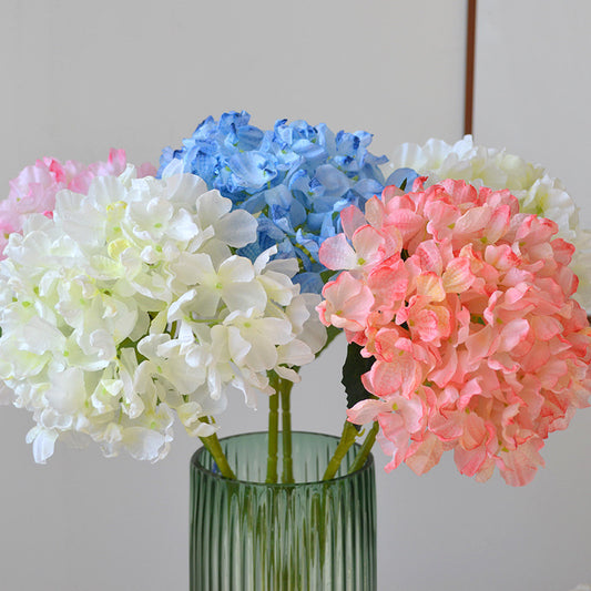 Realistic Faux Hydrangea Flowers with Faded Edges - 48cm Vintage-Style Decorative Fake Blooms Perfect for Weddings, Home Decor, and Photography