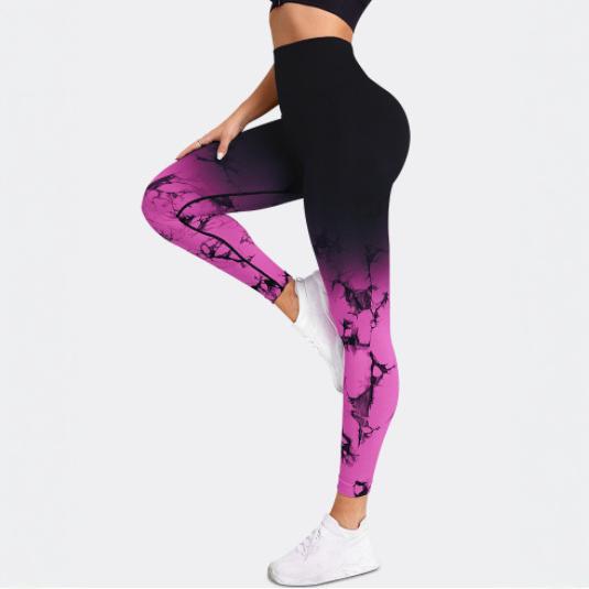 8 Color Gradient Tie Dye Seamless Yoga Pants for Women Peach Butt Lifting Fitness Leggings for Running and Workout