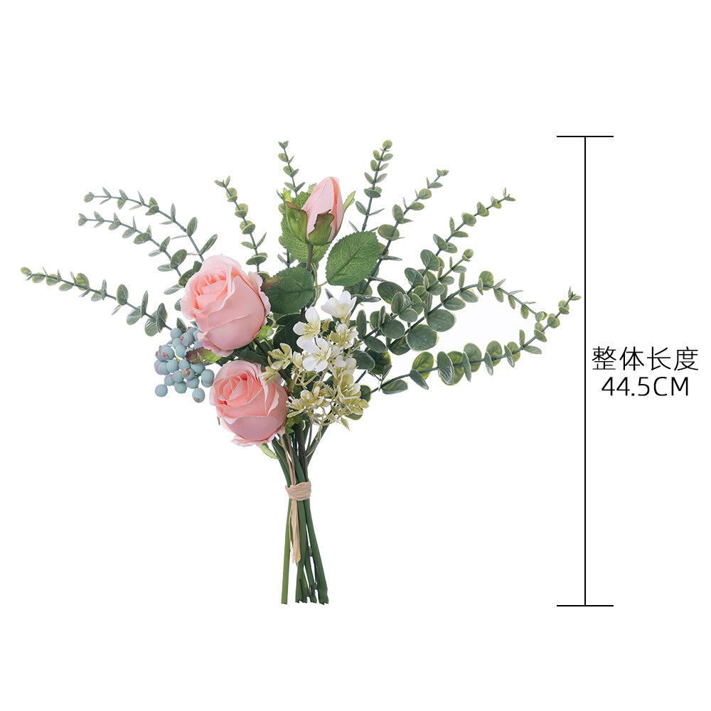 Stunning INS-Style Mira Rose Bouquet - Realistic Artificial Flowers for Home Décor and Wedding Celebrations - Perfect for Any Occasion (Model YC1052)