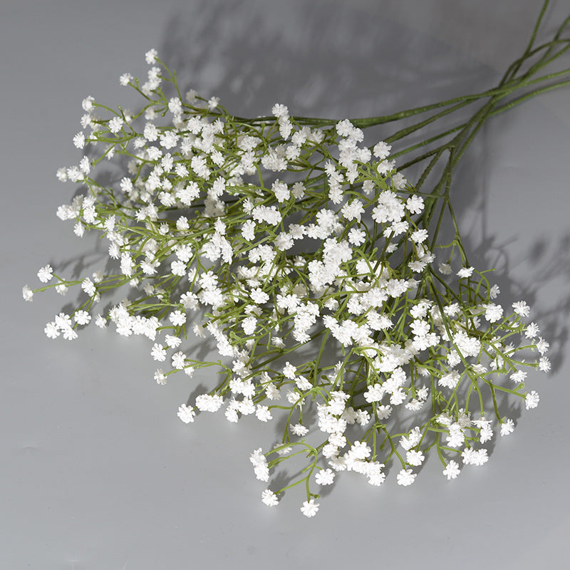 Elegant White Soft Silicone Three-Pronged Starry Sky Fake Flower Arrangement - Perfect for Home Décor, Living Room Display, and Wedding Decorations