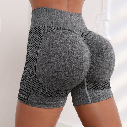 Seamless Hollow Outdoor High Waisted Butt Lifting Yoga Shorts Quick Dry Training Fitness Shorts for and Performance