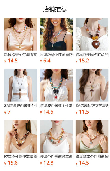 Chic Minimalist Silk Scarf-Inspired Beaded Heart Pendant Necklace for Effortless Everyday Style - Perfect for Women Who Love Versatile Jewelry