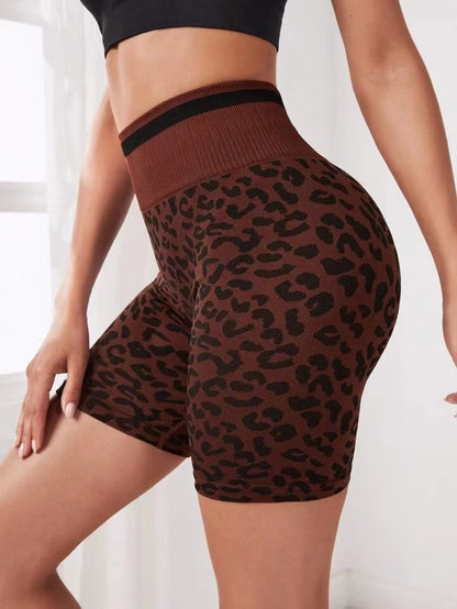 High Waisted Leopard Print Yoga Shorts for Women ly Tailored Butt Lifting and Tummy Control Leggings for Outdoor Sports and Fitness Activities