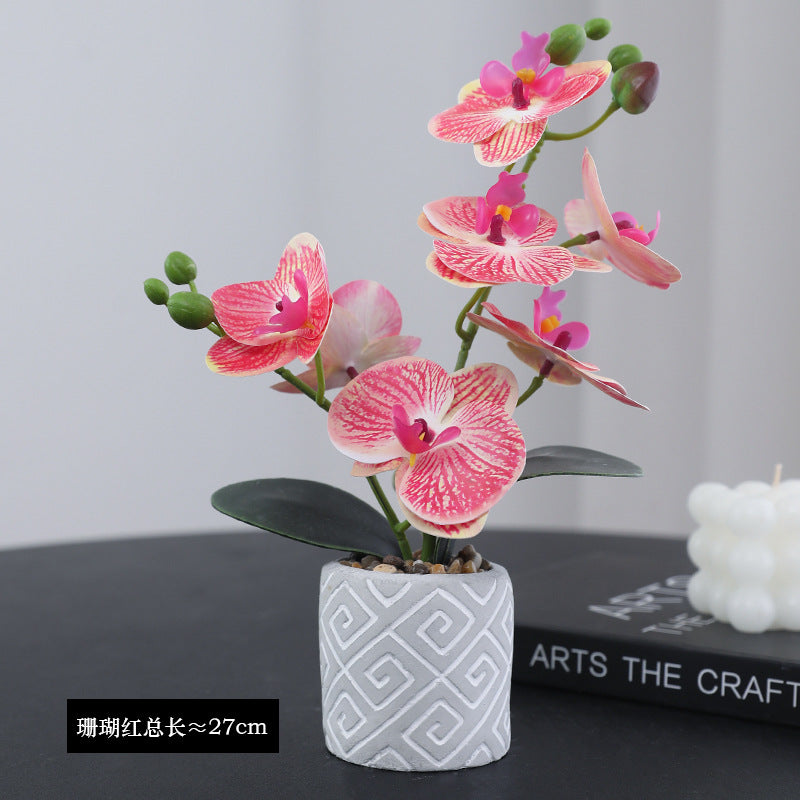 Charming Miniature Orchid Potted Plant - Realistic Plastic Flower Arrangement for Dining Table Decor | Perfect for Home and Office Aesthetics