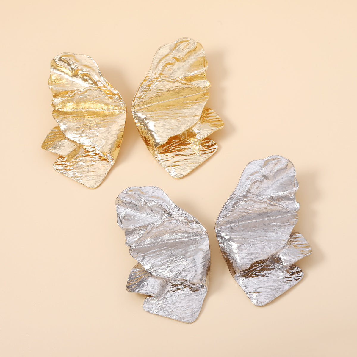 Trendy Abstract Twisted Pleated Irregular Petal Earrings - Exquisite Statement Butterfly Studs with a High-End Design Appeal