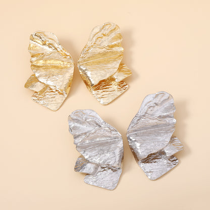 Trendy Abstract Twisted Pleated Irregular Petal Earrings - Exquisite Statement Butterfly Studs with a High-End Design Appeal