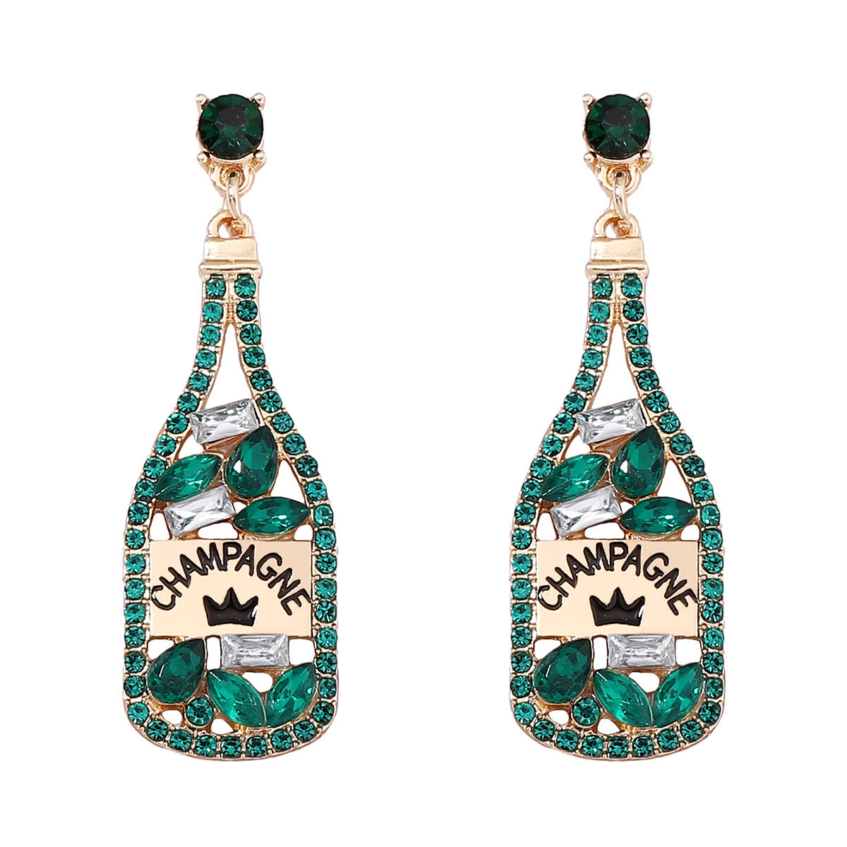 Personalized Element-Inspired Rhinestone Letter Bottle Charm Earrings for Women – Trendy and Unique Fashion Statement