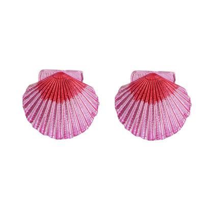 Chic Casual Holiday-Inspired Alloy Color-Block Shell Statement Earrings - Unique Minimalist Design for Trendy Women