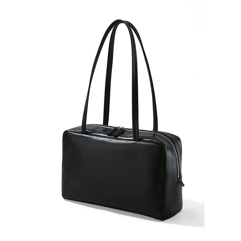 Luxury Women's Shoulder Bag Full Grain Vegetable Tanned Leather Spacious Boston Design Chic and Genuine Leather Handbag for Everyday Use