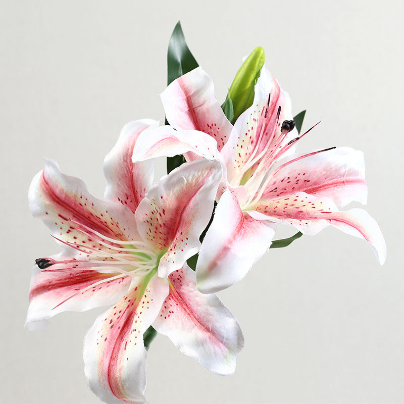 Stunning 3-Head Artificial Lily Flower Bouquet - Perfect Home Decor for Living Rooms, Dining Tables, and Outdoor Displays