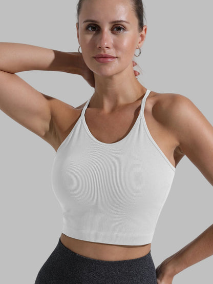 High Impact Women's Outdoor Sports Bra for Running Yoga Fitness Seamless Crossback Tank Top for Comfort and Support