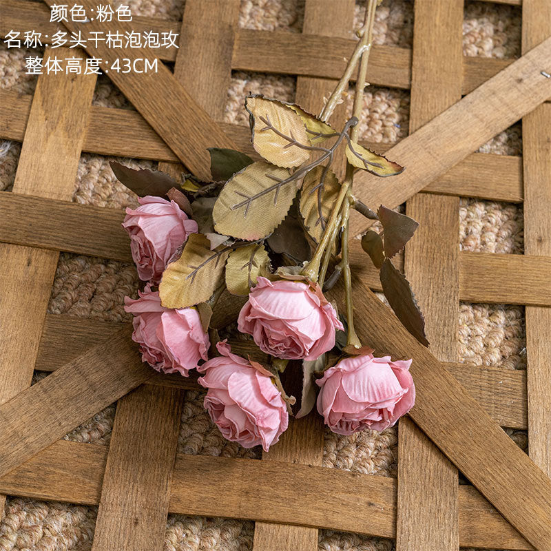 Beautiful Multi-Headed Artificial Dried Bubble Rose - Perfect for Wedding & Event Decor, Greenery Home Accents - High-Quality Craftsmanship MW66901