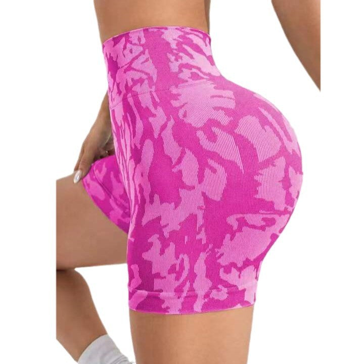 Seamless Peach Lift Tie Dye Yoga Shorts High Waisted Outdoor Fitness Cycling Shorts for Women for Gym Running and Active Lifestyle