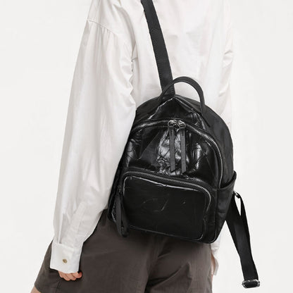 Genuine Grain Leather Folded Texture Double Shoulder Bag Versatile Commuter Tote with Handheld and Single Shoulder Options for Unique Personal Style