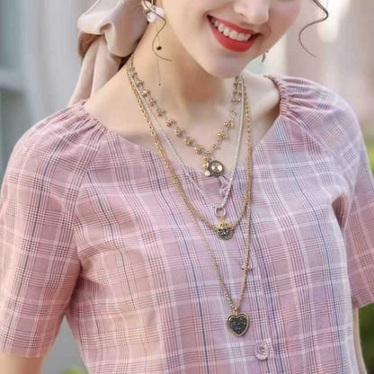 Chic and Luxurious Multi-Layered Geometric Pendant Chain Necklace – Unique Alloy Design for a Statement Look