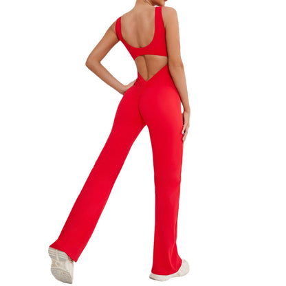 Chic High Waisted Yoga Jumpsuit with Beautiful Cut Out Back Design for Peachy Enhancement and Performance During Workouts