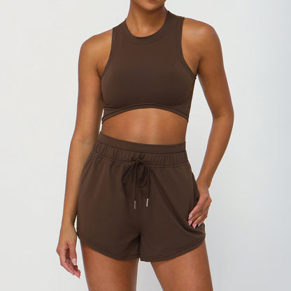 High Waisted Quick Dry Running and Yoga Set Sporty Tank Top and Shorts for Comfort and Performance