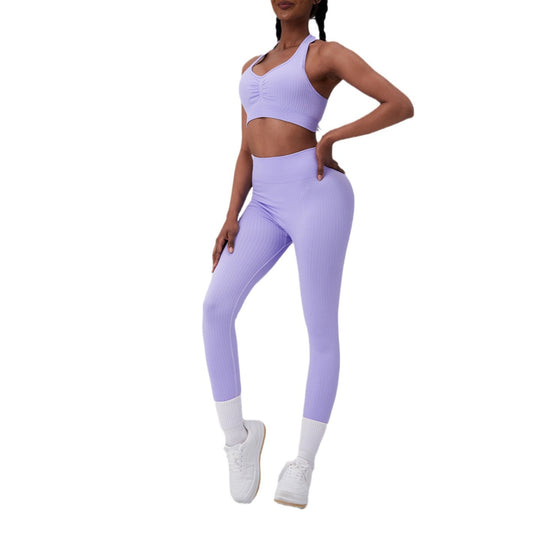 Seamless Breathable Workout Bra and High Waisted Sculpting Leggings Set for Comfort and Support