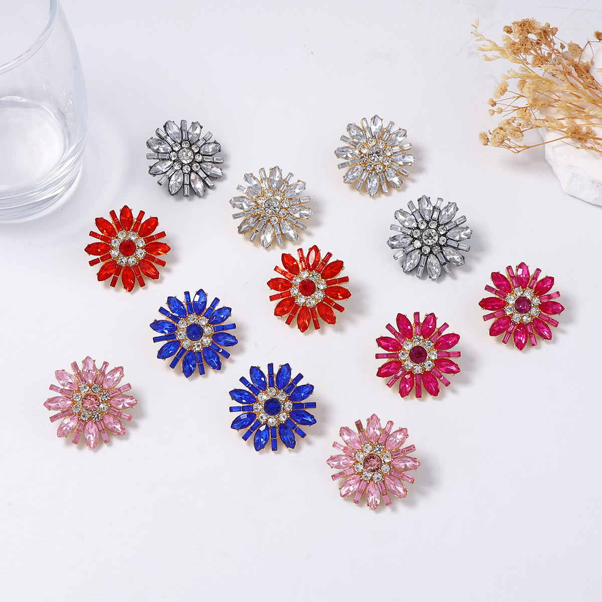 Elegant Luxe  Sparkling Flower Sunflower Stud Earrings - Versatile Multi-Color Daily Wear Jewelry for Parties and Special Occasions