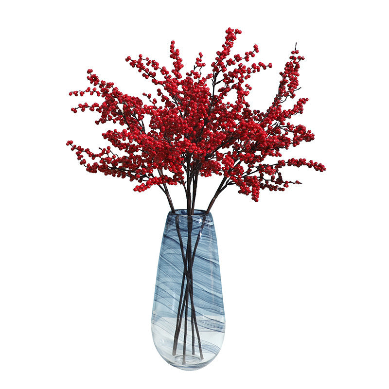 Luxury Faux Red Prosperity Berry Branch - Exquisite  New Year Home Décor for Spring Festival Celebrations & Elegant Floral Arrangements