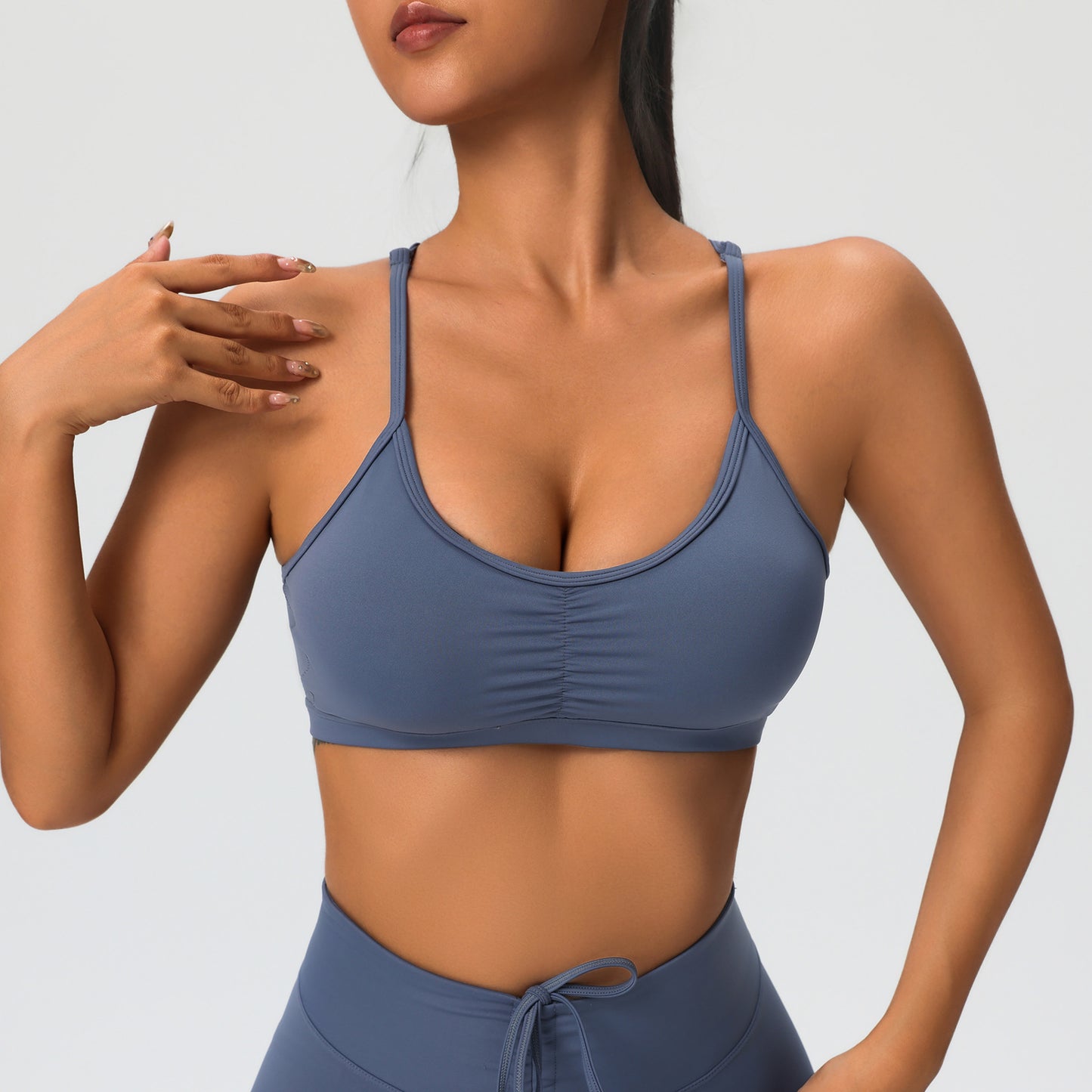 Cloud Like Comfort Yoga Sports Bra for Women Strappy Back Design Ideal for Running Fitness and Everyday Wear