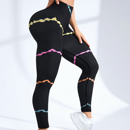 High Waisted Colorful Striped Yoga Pants for Women Butt Lifting Leggings for Enhanced Peach Shape Ideal for Fitness Gym and Everyday Wear