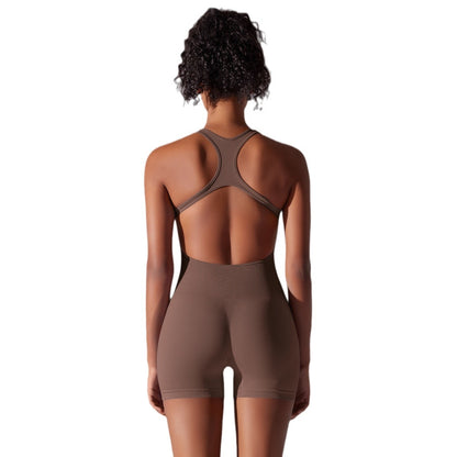 Seamless Colorful Cut Out Back Short Yoga Bodysuit High Stretch and Butt Lift for Comfort and Style