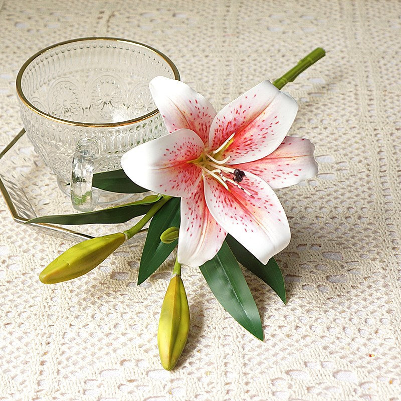 Realistic Miniature 3D Lily - Short Stem Artificial Flower for Home, Hotel Decor, Wedding Photography, and Event Styling