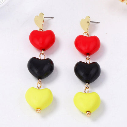 Chic Minimalist Colorful 3D Heart Tassel Long Earrings - Perfect Valentine's Day Jewelry for Her
