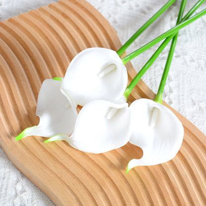 Realistic Mini PU Calla Lily Bouquet - Stunning Artificial Flower for Weddings, Home Decor, and Photography Props | Perfect for Brides and Special Occasions