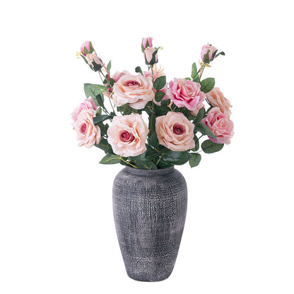 Stunning Three-Headed Rose Floral Arrangement - Elegant Wedding Decoration with Lifelike Faux Greenery - Perfect for Home Décor and Special Events (Model PJ1032)