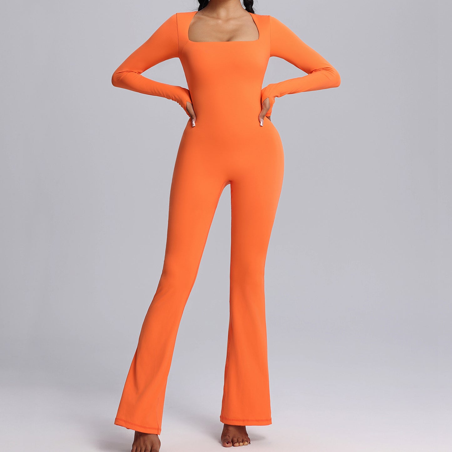 High Performance Long Sleeve Yoga Jumpsuit for Fall and Winter Breathable Stretchy Dance and Fitness Wear with Flared Legs for Women