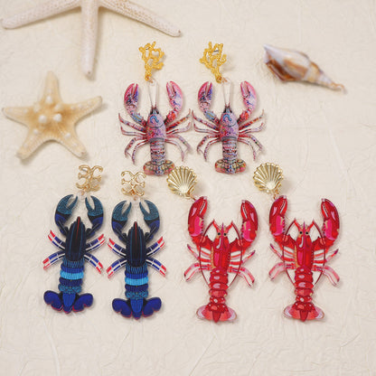 Stylish Vacation Vibe Acrylic Exaggerated Crawfish Drop Earrings – Trendy and Versatile Women's Jewelry