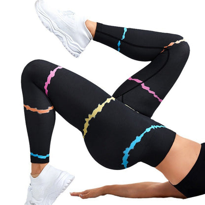 High Waisted Colorful Striped Yoga Pants for Women Butt Lifting Leggings for Enhanced Peach Shape Ideal for Fitness Gym and Everyday Wear