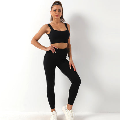 Quick Dry Yoga Set with Shockproof Sports Bra Yoga Tank and Long Leggings Comfort for Active Workout Enthusiasts