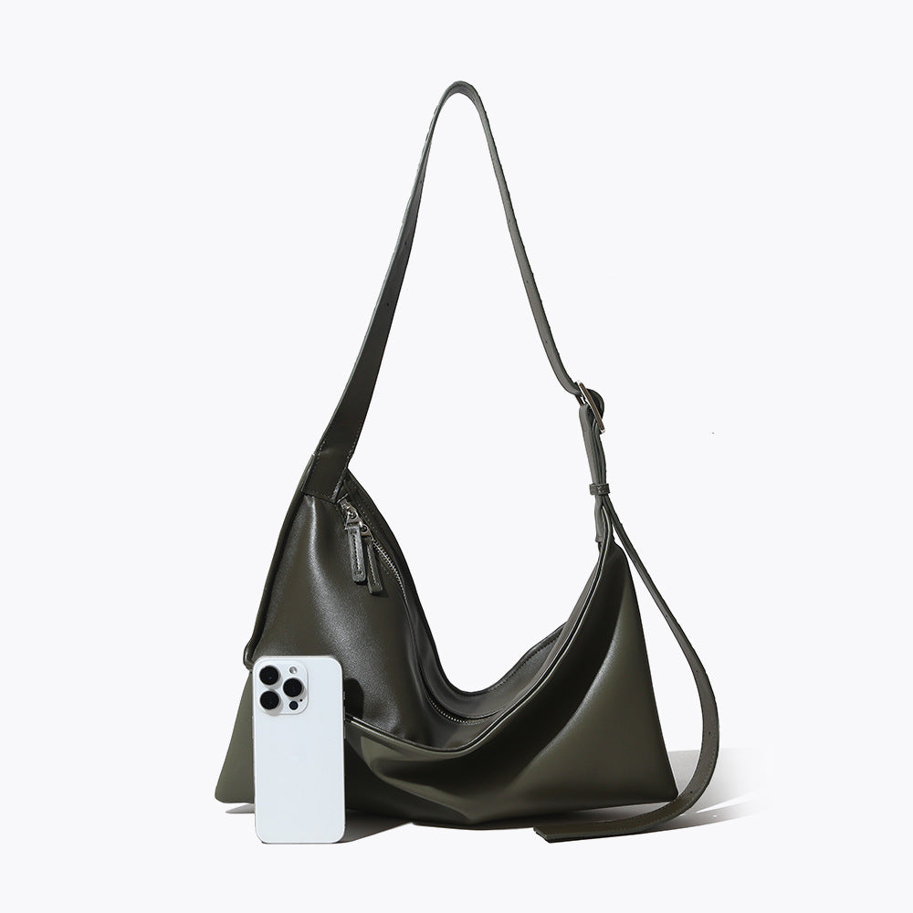 Imported Leather Underarm Bag Women's Crossbody Tote with Luxurious Feel Spacious Design and Minimalist Appeal for Commuters
