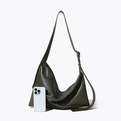 Imported Leather Underarm Bag Women's Crossbody Tote with Luxurious Feel Spacious Design and Minimalist Appeal for Commuters