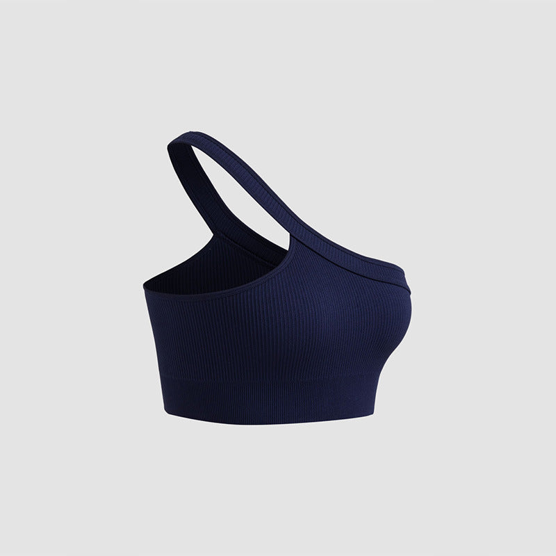 One Shoulder Yoga Bra for Outdoor Sports for Fitness Gym Wear Featuring Removable Padding and Flattering Open Back Design