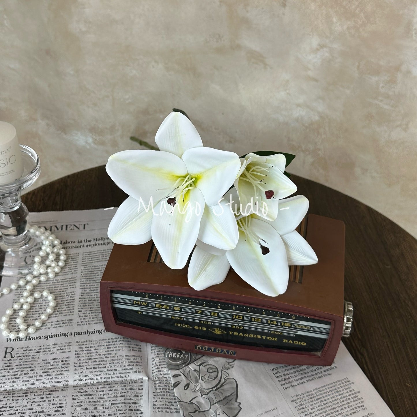 Luxurious 3D Textured Sunlit Lily Artificial Flowers – Elegant Decorative Arrangement for Living Rooms, Weddings, and Special Occasions