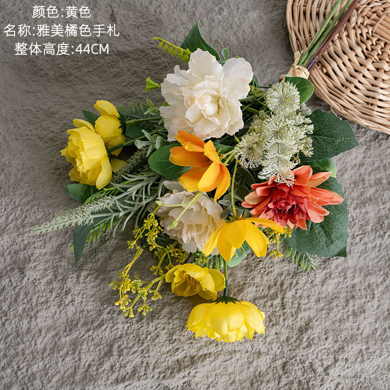 Elegant Artificial Orange Flower Bouquet for Home Décor | Stunning Wedding Handheld Floral Arrangement & Wall Hanging Decoration (CF01462)