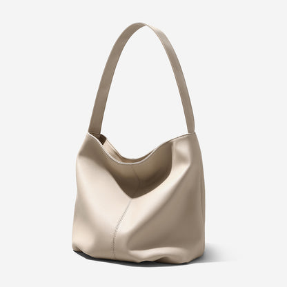 and Spacious Genuine Leather Tote Bag Soft Chic Shoulder Bag for Effortless Everyday Elegance