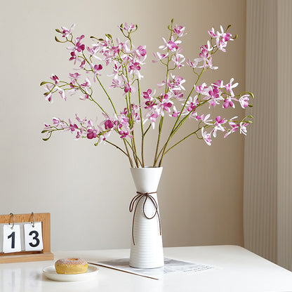 Lifelike Miniature 3-Pronged Orchid Flower Arrangement - Stylish European Home Decor and Hotel Table centerpiece for All Seasons