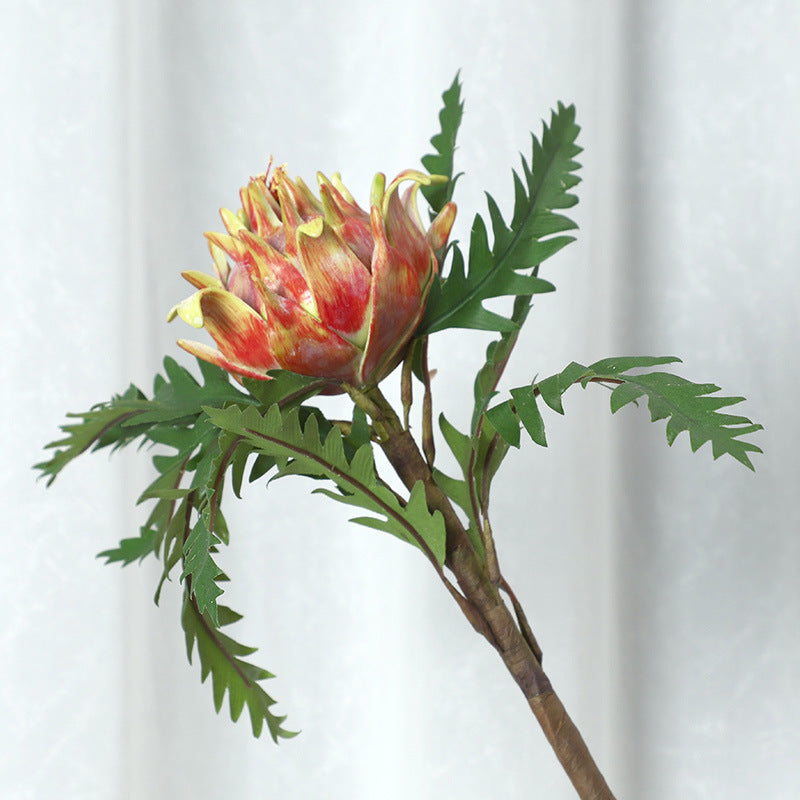 Realistic Thistle Flower Arrangement - Stunning Faux Floral Home Décor for Living Room - Elegant Artificial King Protea Plant Perfect for Year-Round Beauty