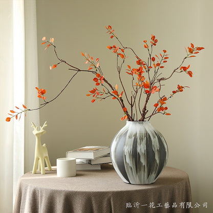 Zen-Inspired Faux Red Maple Leaf Home Decor - Elegant Artificial Flower Arrangement for Tranquil Entryway and Living Spaces